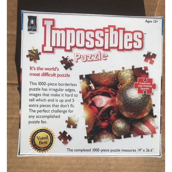 Impossibles CELEBRATE WITH HOLIDAY SPARKLE 1000-Pc Puzzle Factory Sealed, new - Picture 2 of 4